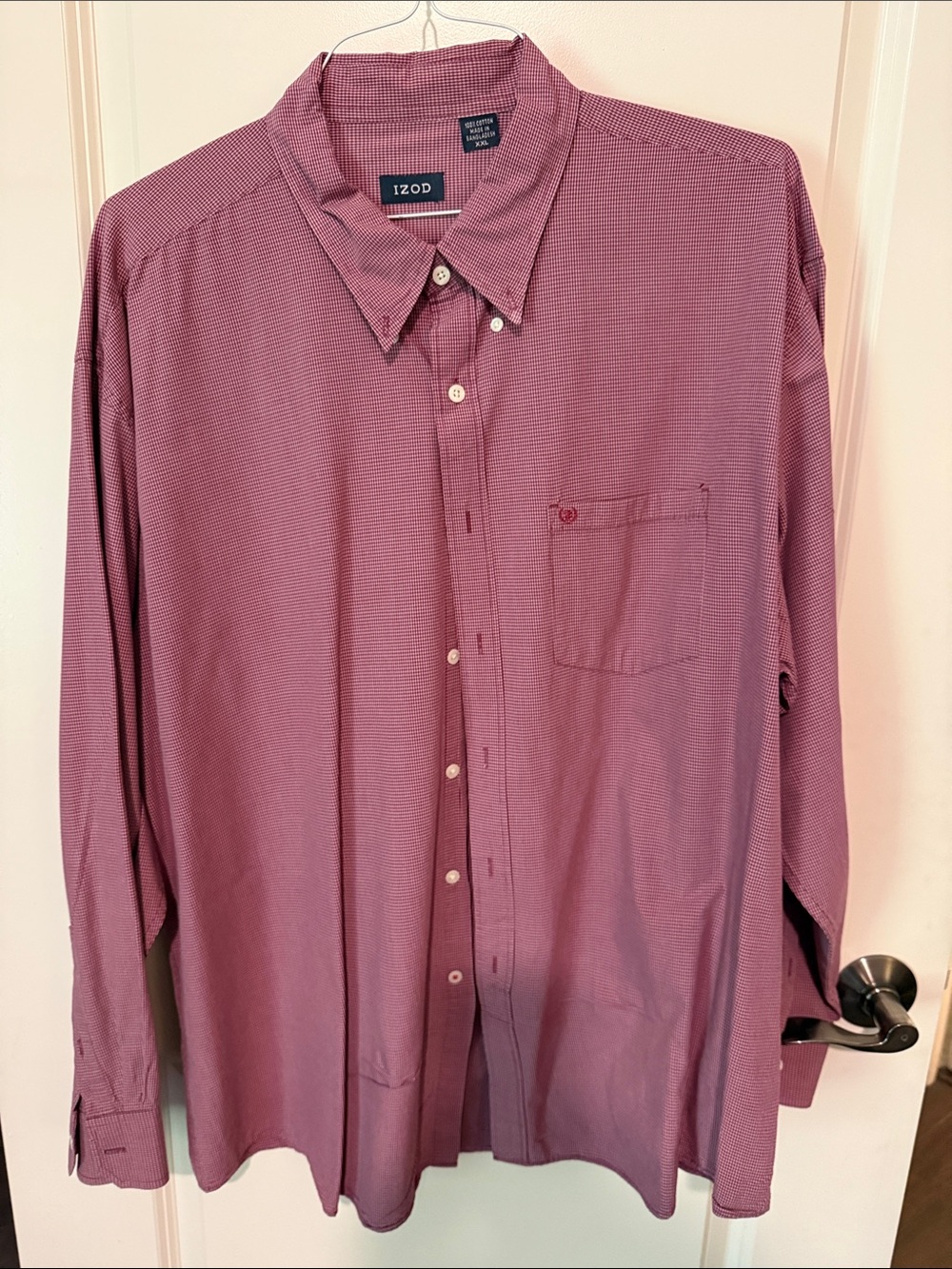 Izod Men's Long-Sleeve Button-Up Shirt — Plum
